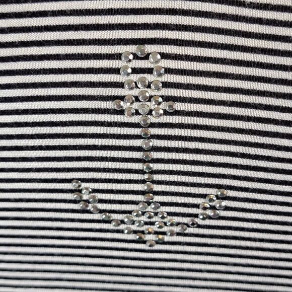 Knapp Studio NEW Top Black White Mini Stripe Beads Anchors Sailing Boating Large - Picture 4 of 12